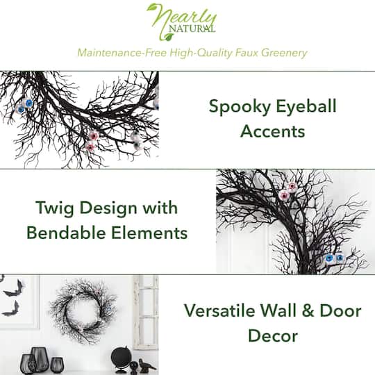 30" Halloween Gazing Eyeballs Twig Wreath